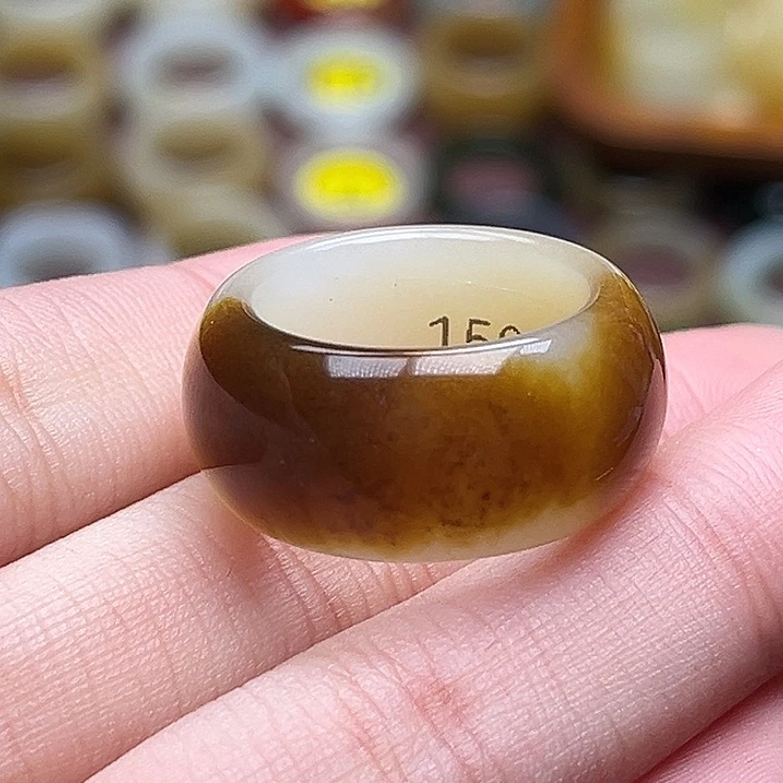 和田玉未镶嵌戒指17.6焦糖拿铁