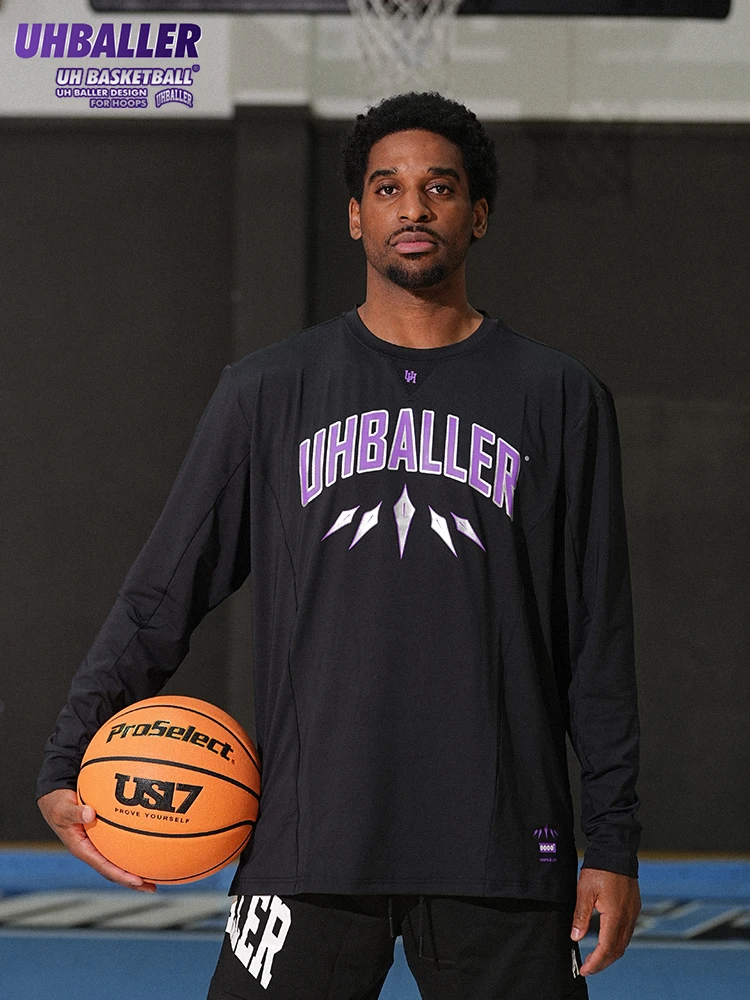 UHBALLER3.0黑豹PE版美式篮球长袖运动速干高弹热身训练投篮服