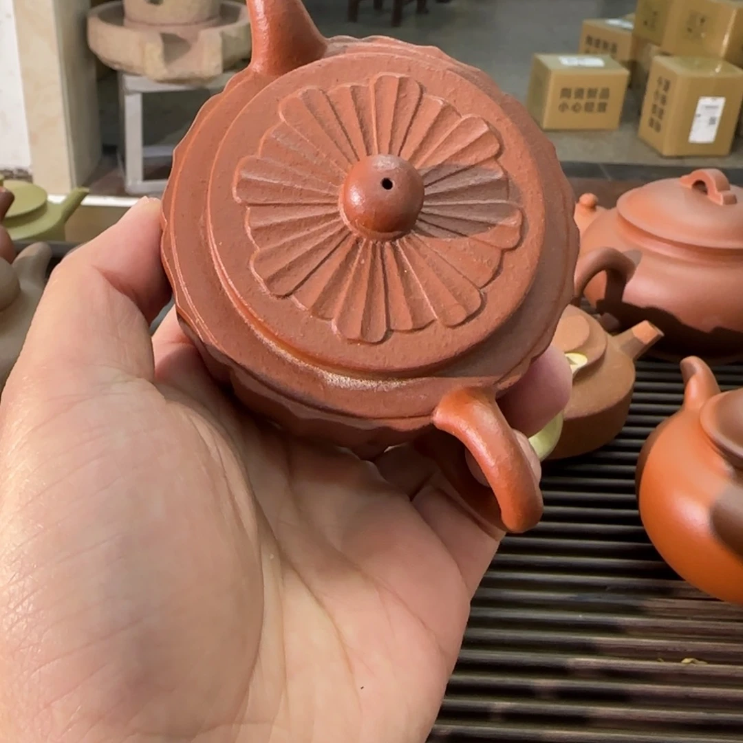 紫砂茶壶大红泥 磷花