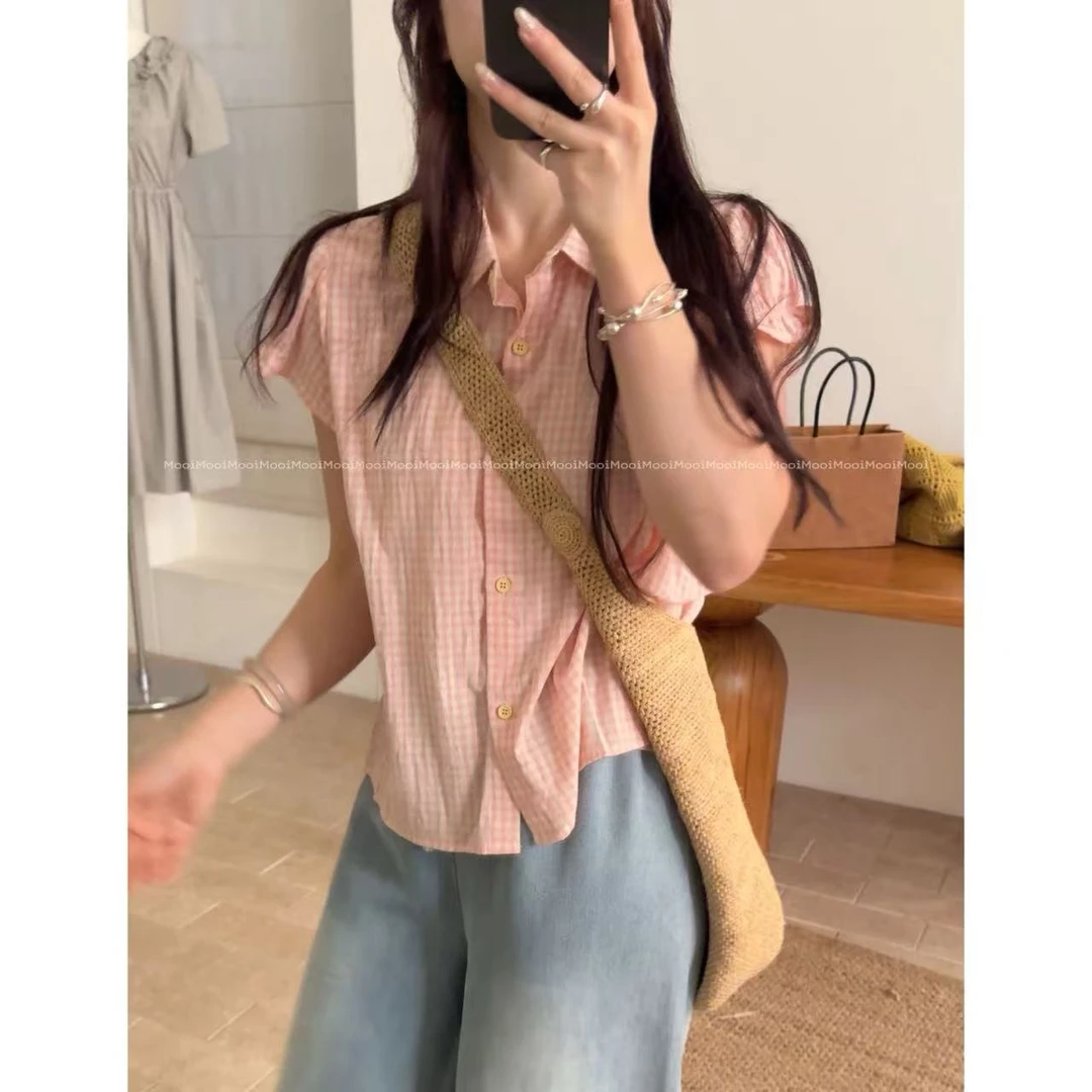 【mooi】'水蜜桃'夏季新款韩版ins风小众设计感衬衫