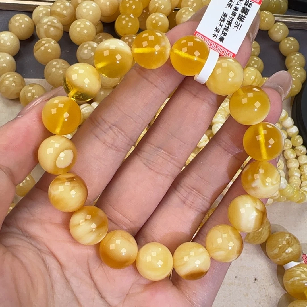 琥珀未镶嵌手链17.6金瓷白