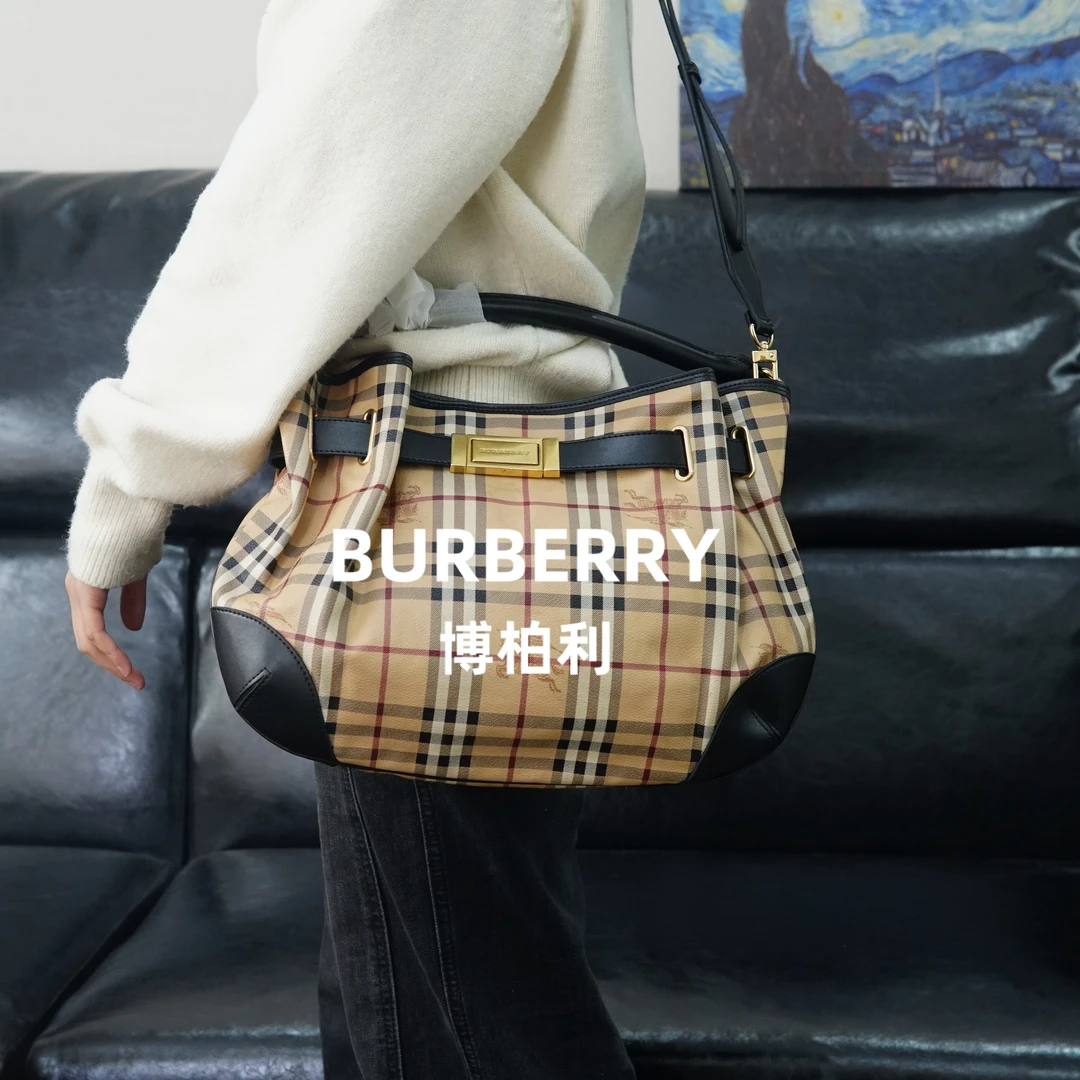 95新 BURBERRY/博柏利 巴宝莉/格纹斜挎包/WJ11617010/7010
