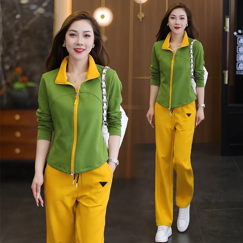 时尚休闲套装女2025春季新款显瘦开衫卫衣外套阔腿裤两件套运动服