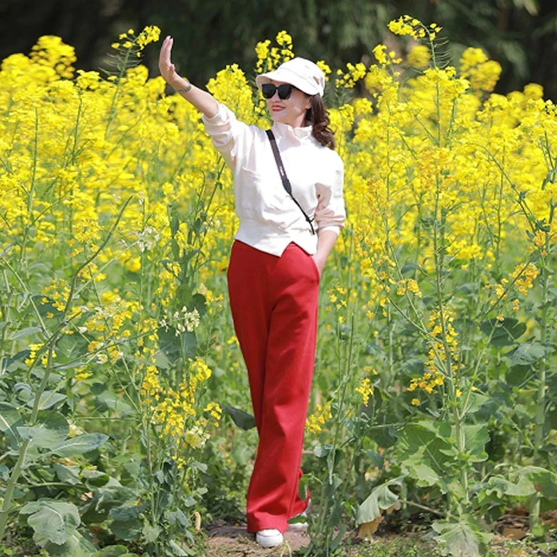 2025春秋新款休闲卫衣红色卫裤两件套女休闲运动风小众设计感套装