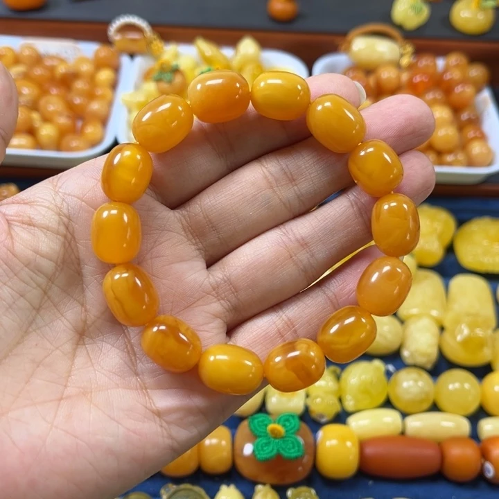 琥珀未镶嵌裸石卡11加老蜡手串精工微瑕