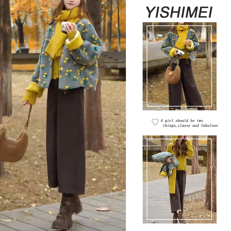 秋冬时尚穿搭2025年新款百搭连帽打底衫短款外套高腰休闲裤三件套