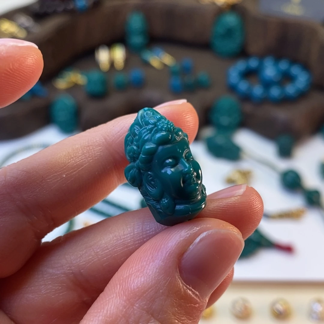 琉璃颈饰地狱色14mm观音首