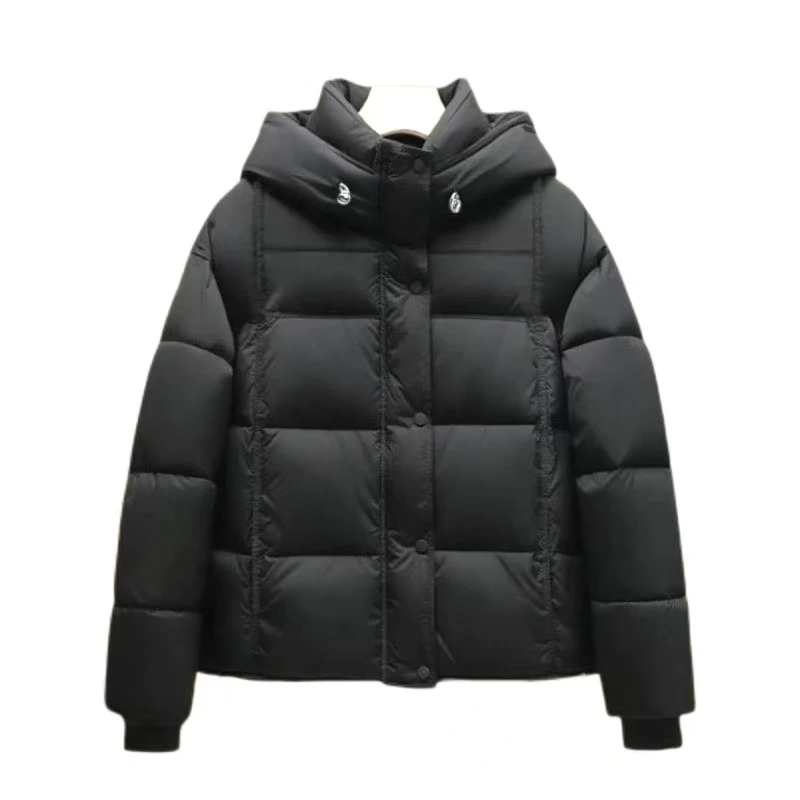 棉衣黑色时尚常规短款潮流棉服秋冬连帽拼接不褪色2025女棉服外套