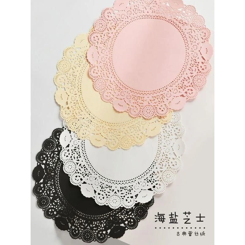 海盐芝士立体花边纸方形圆形镂空蕾丝边包装纸花店包装材料