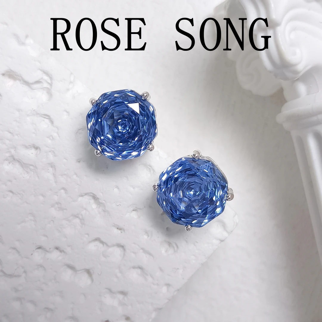 铜合金合成锆石耳饰 WFXLM-002040【星蓝魅瑰】耳环气质百搭时尚