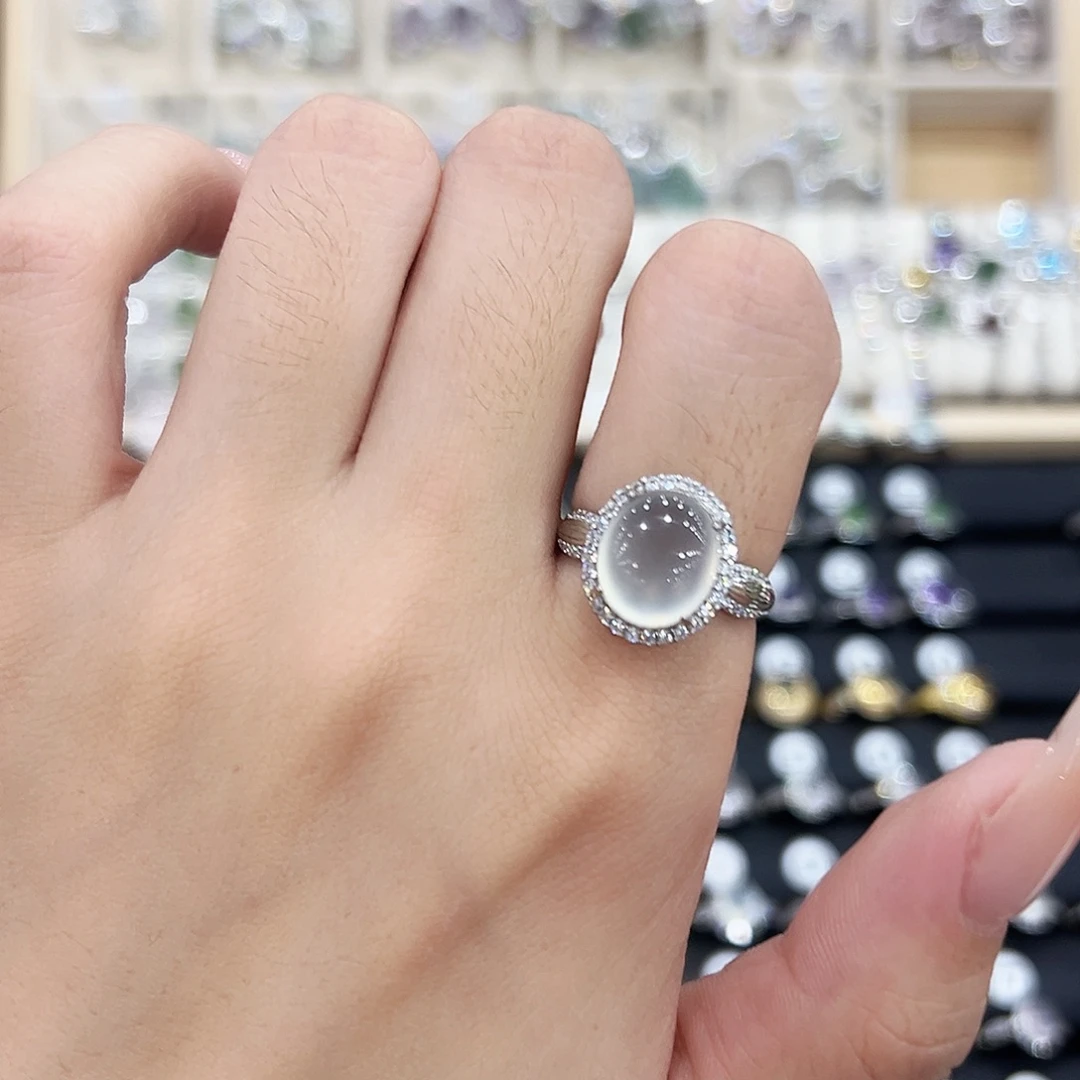 岫玉银S925镶嵌戒指