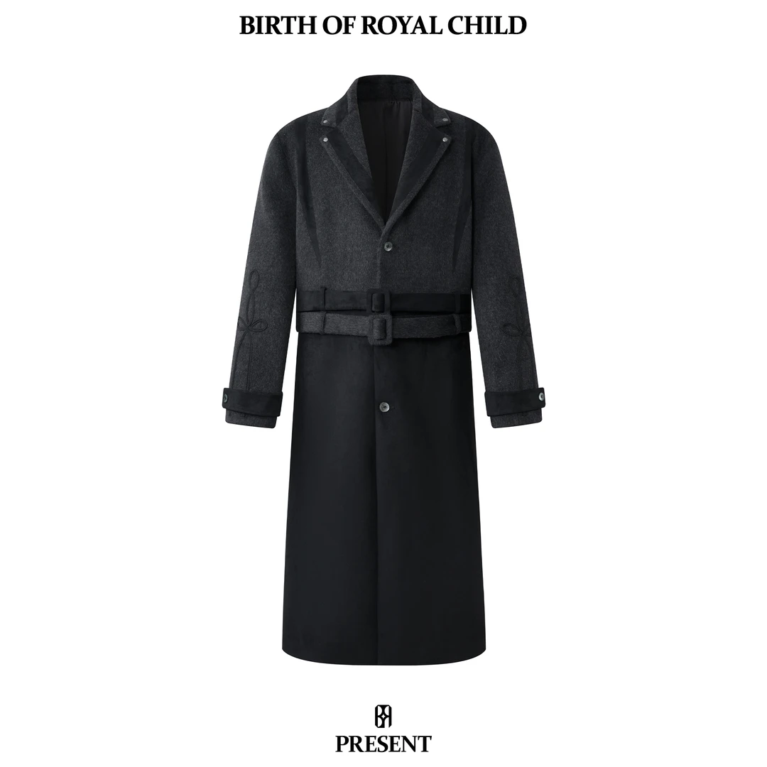 BIRTH OF ROYAL CHILD BORC 拼接刺绣大衣双绑带（限量）