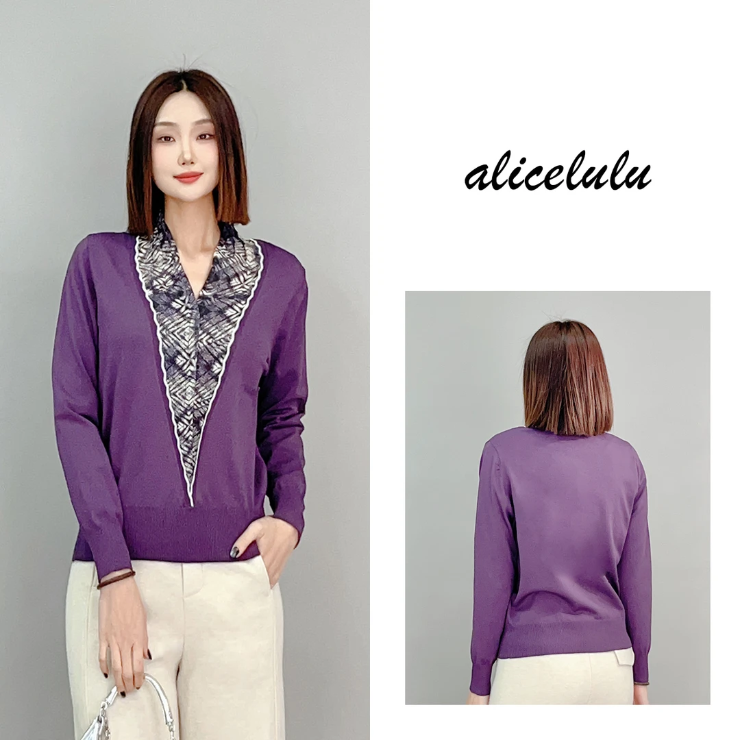 5 ALICE 祥瑞紫云毛衣 假两件 优雅保暖 S2141340L
