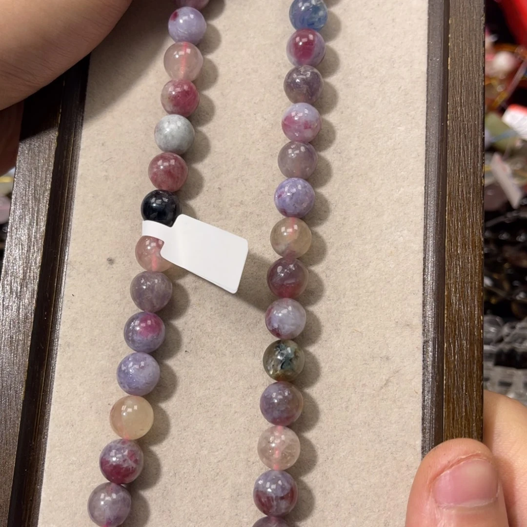 烟晶银S925镶嵌手链卡10粉碧玺