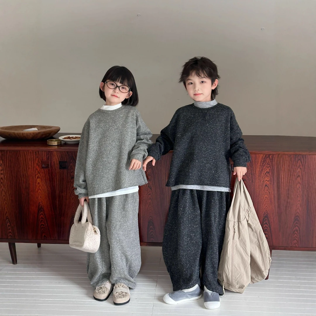 【呱呱家高定私服】秋季新款韩版卫衣卫裤男女童设计款慵懒风两件套