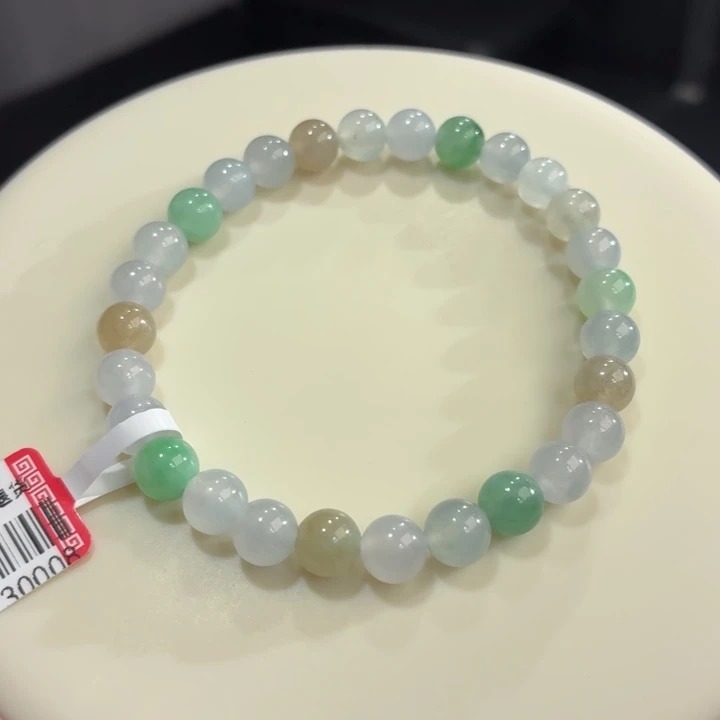 翡翠未镶嵌手链冰胶多宝卡6.8