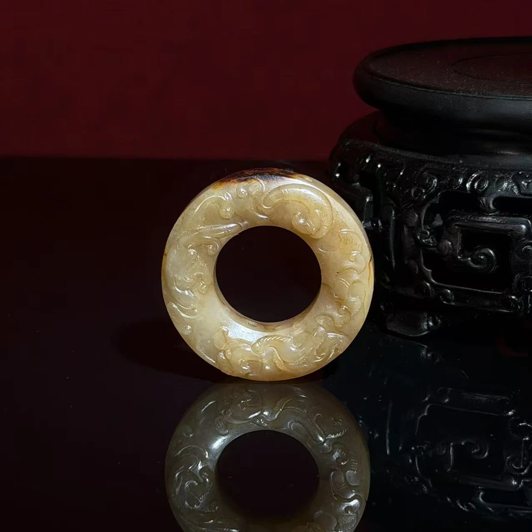 C70-AAA级【天然和田螭龙纹玉环】35.29g-BJ12020015001031