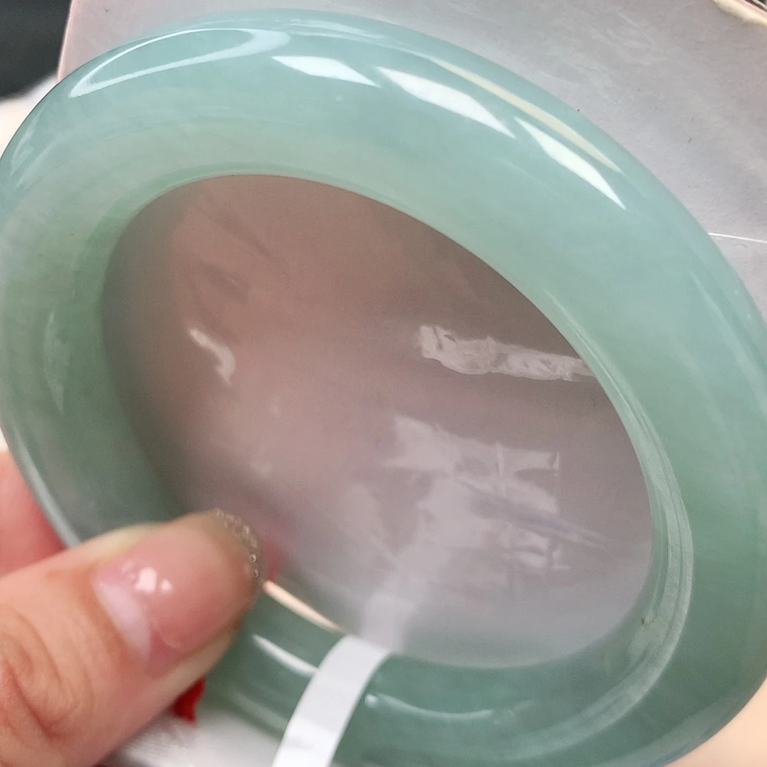 未镶嵌手镯翡翠缅甸纯天然A货天空蓝大胖圆613号