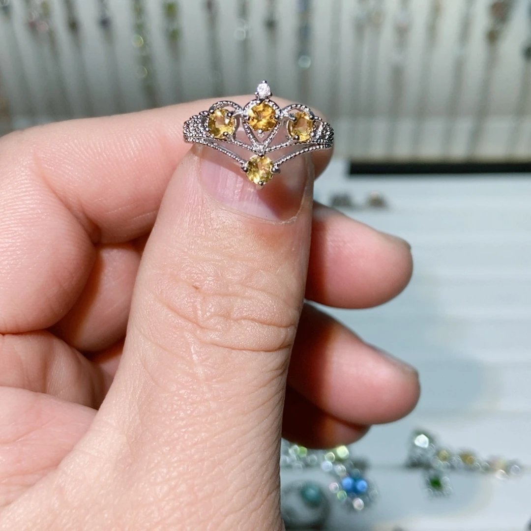 绿水晶戒指银S925镶嵌