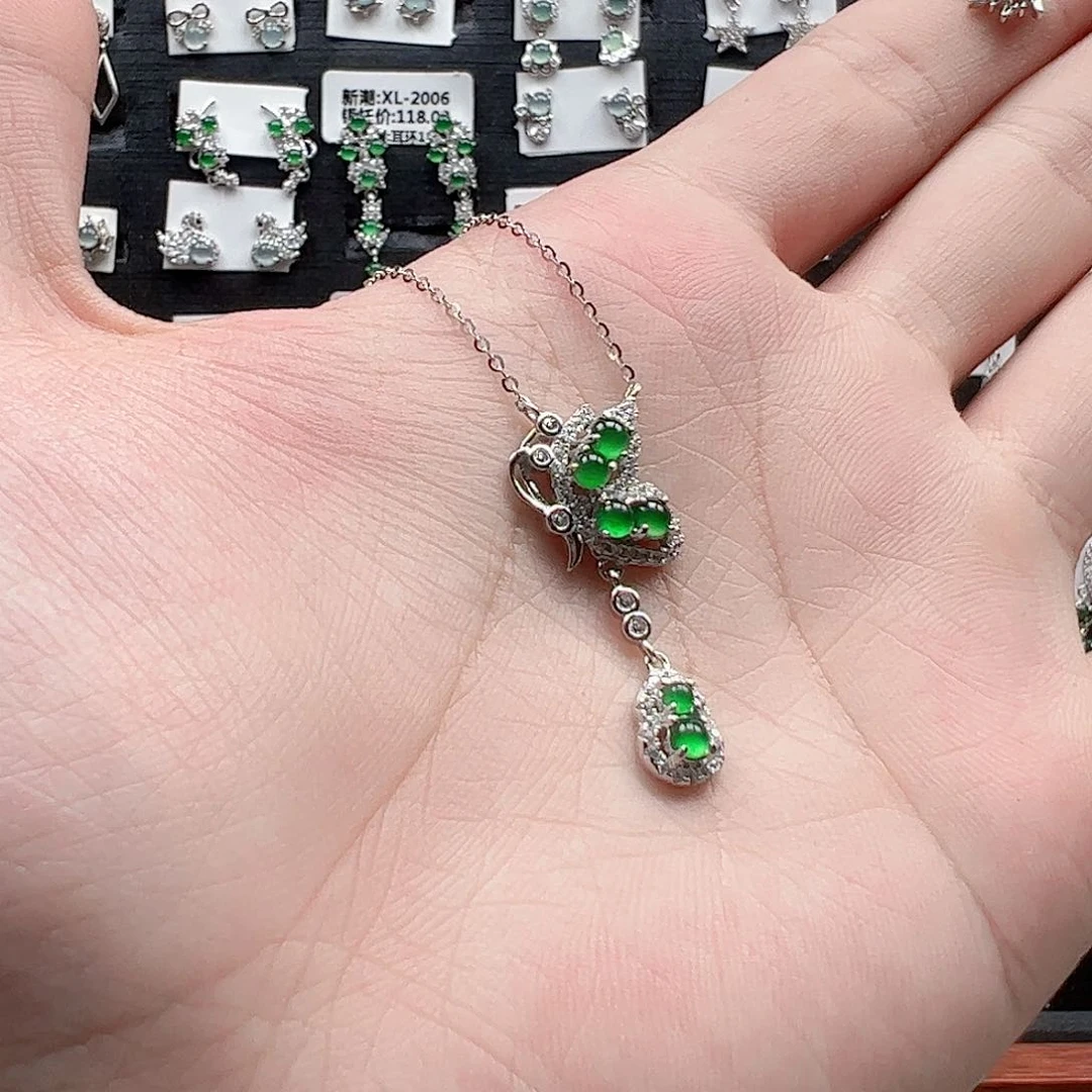 翡翠手链银S925镶嵌@***?天然翡翠A货