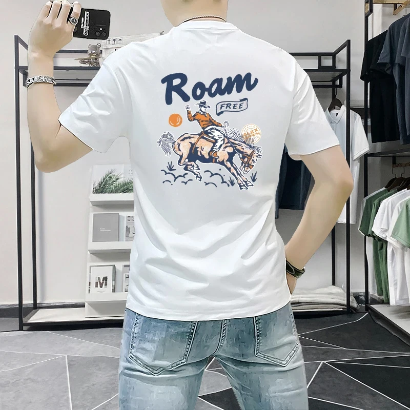 短袖男款爆款2025新款夏季修身印花t恤时尚ins休闲百搭男士上衣