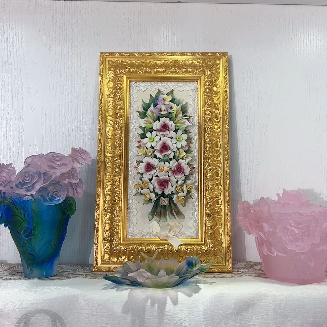 陶瓷意大利陶瓷花挂画摆盘