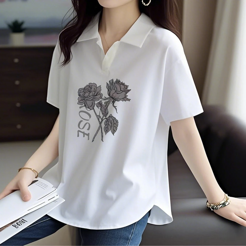 啄木鸟 2025新款白色大码POLO衫宽松纯棉短袖T恤夏季翻领小众上衣