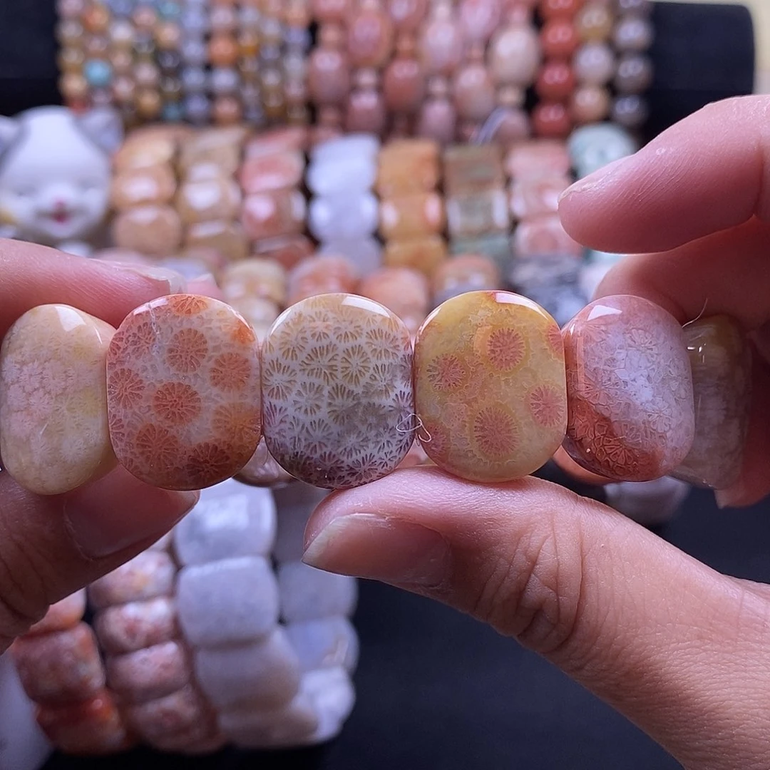 硅化珊瑚（珊瑚玉）手牌未镶嵌16