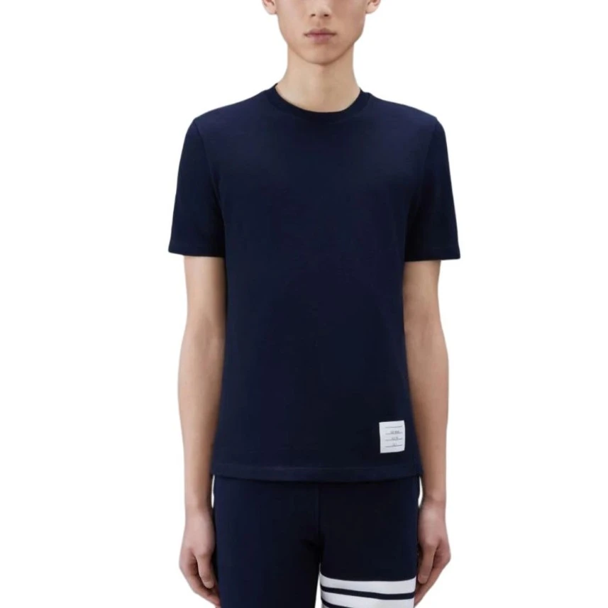 未使用 THOMBROWNE 新款徽标圆领宽松海军蓝短袖/2码/Y0328