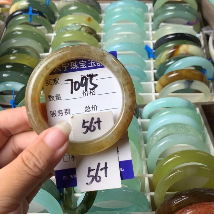 未镶嵌蛇纹石玉手镯7095