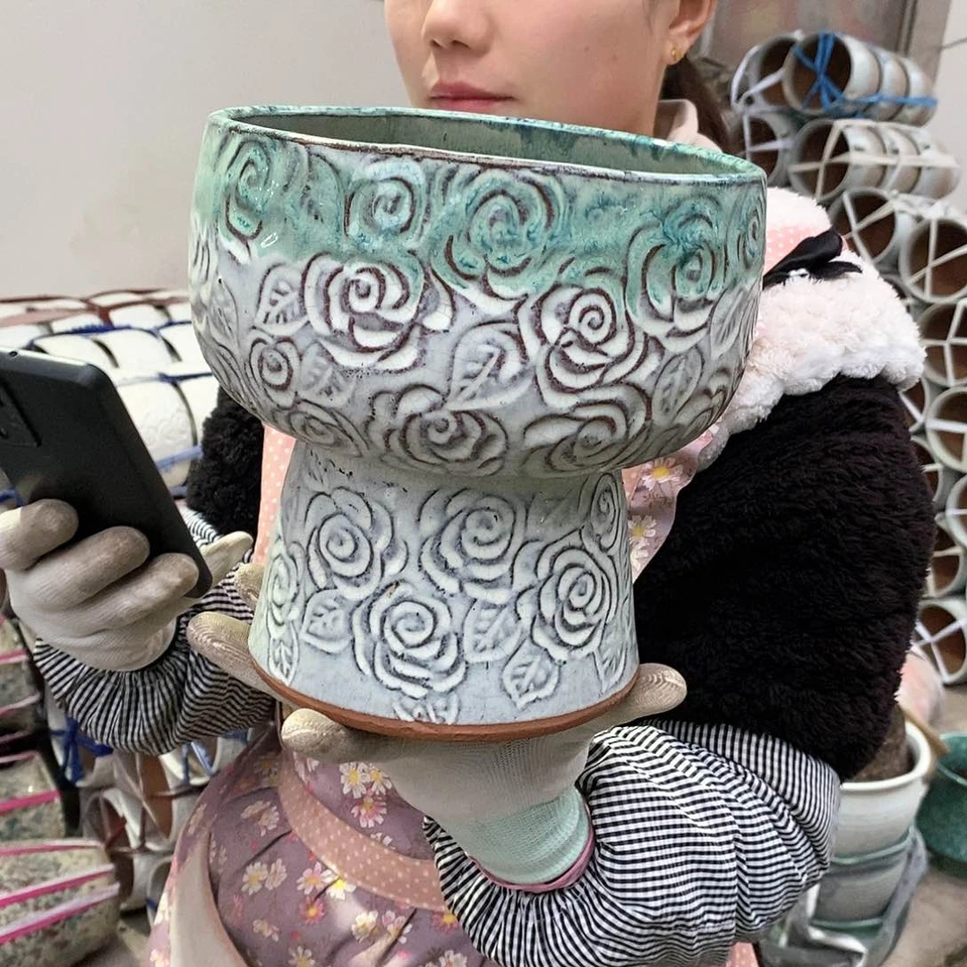 紫砂花盆瑕疵口18高20