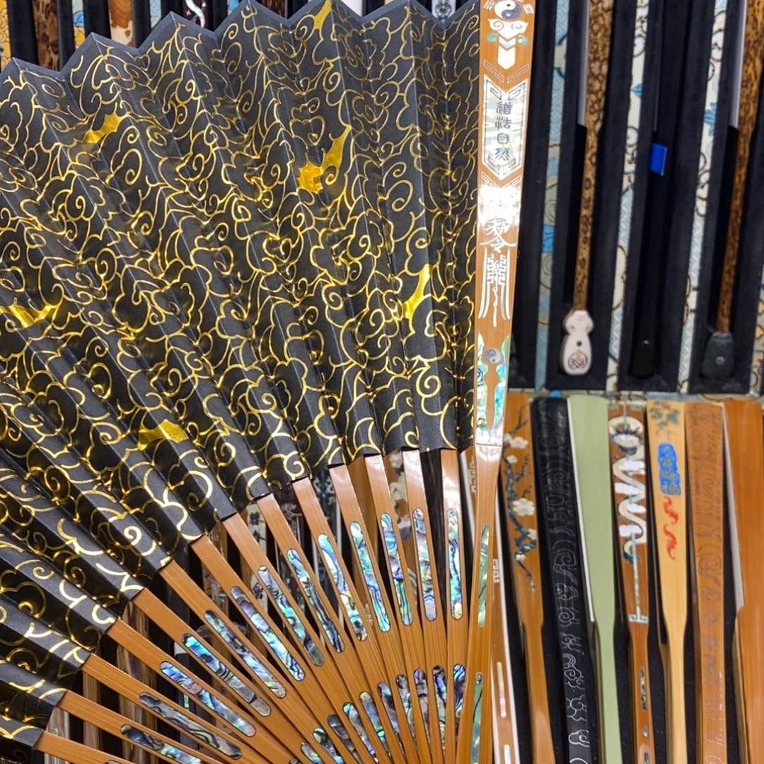 扇子《道法自然》老玉竹三合青螺钿