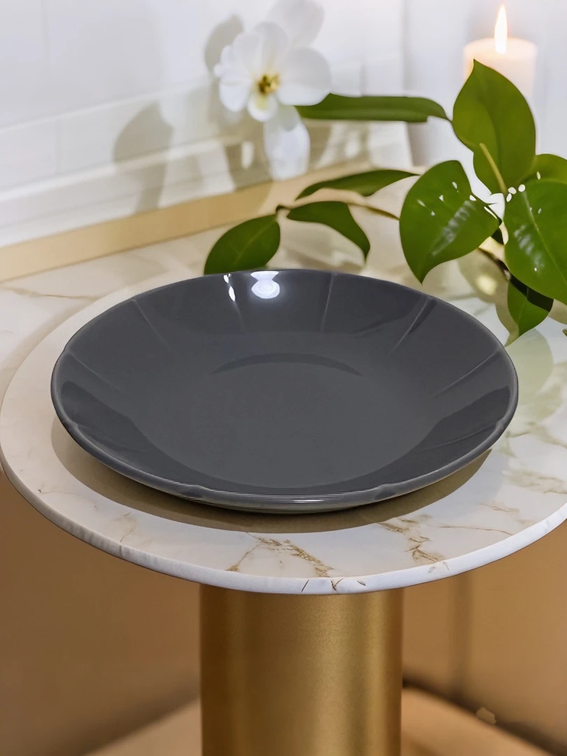 062默认微瑕陶瓷家用轻奢灰色菜盘9英寸22.86cm盘子餐盘餐具