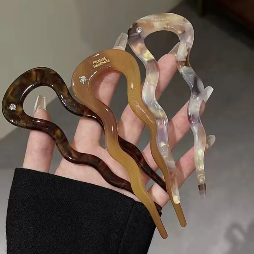 简约U型醋酸簪子盘发发簪丸子发插盘发饰2025年新款发饰气质