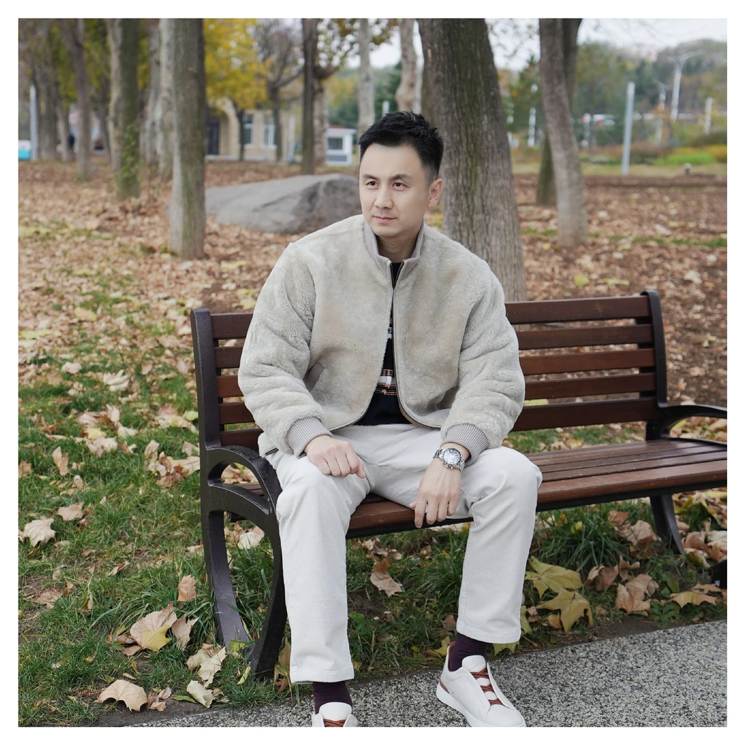 冬季男士高端时尚羊毛夹克保暖立领双面穿毛绒外套 WT523253