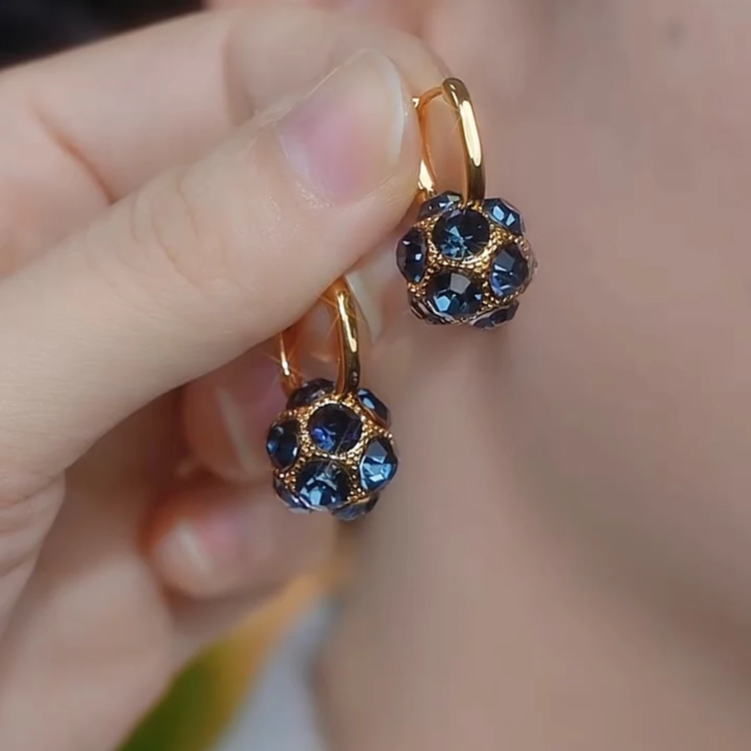 铜合金合成锆石耳饰 【蓝色恋人】高级感气质高雅百搭时尚耳环