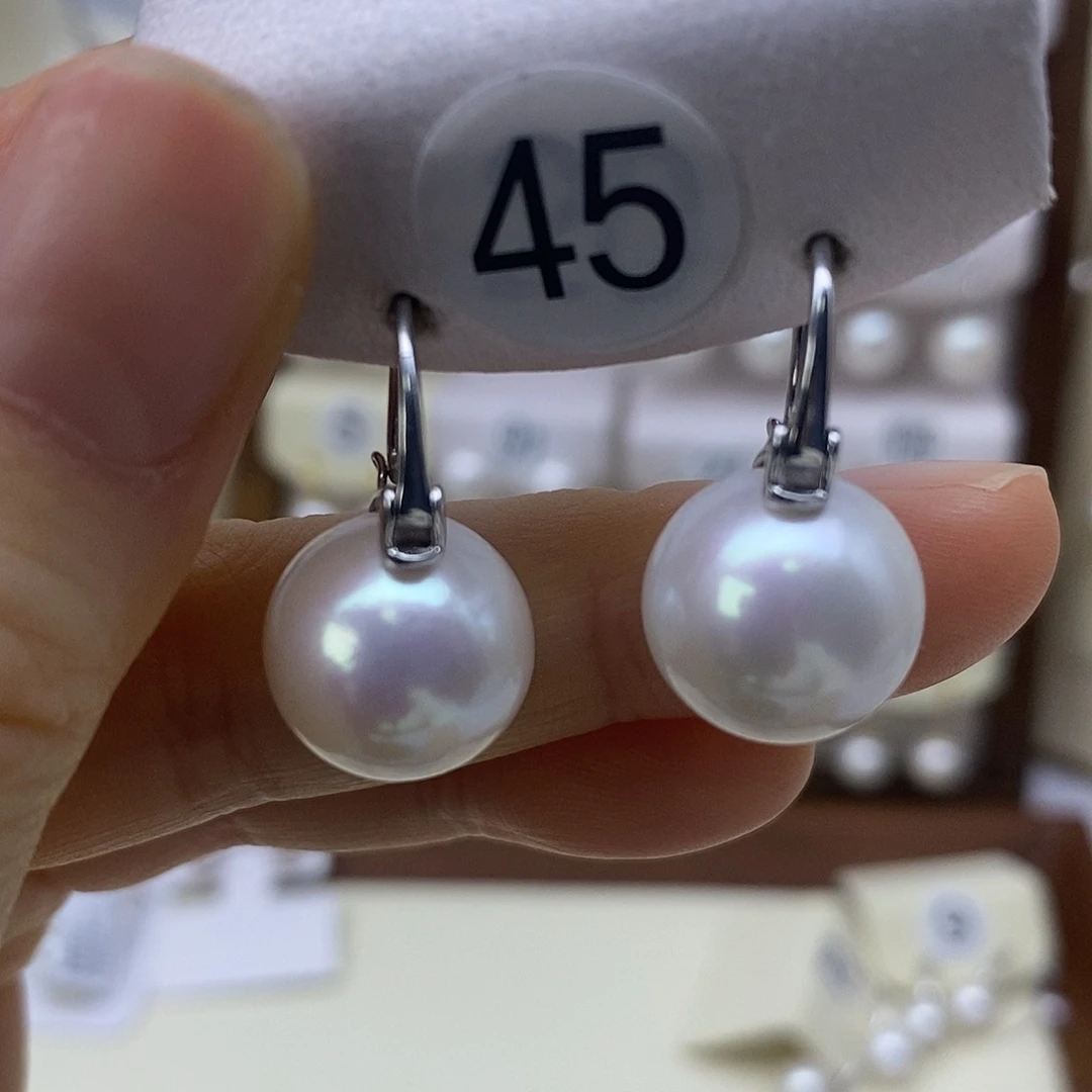 耳饰银S925镶嵌淡水珍珠