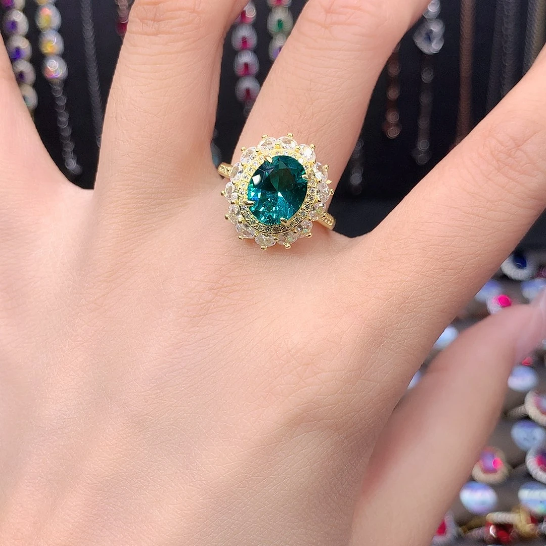 碧玺戒指银S925镶嵌金810