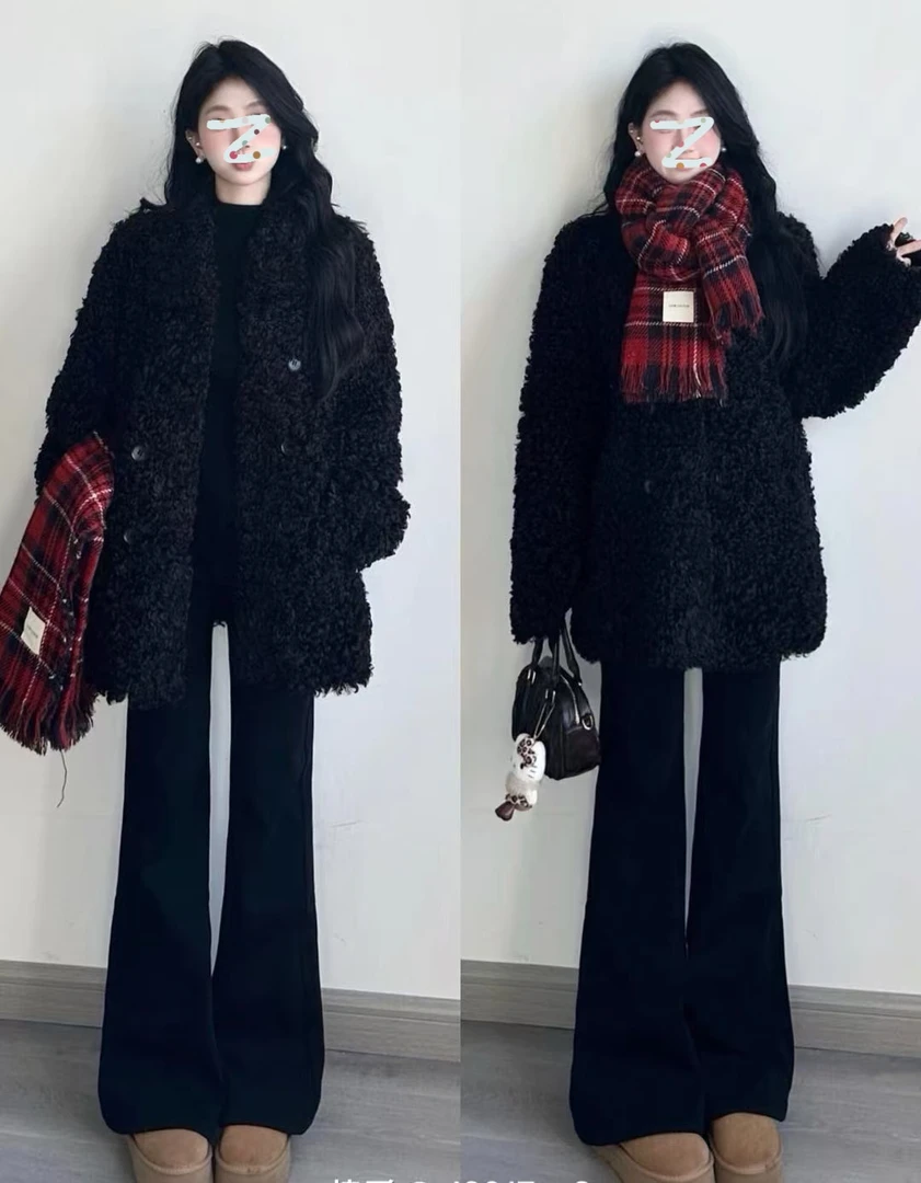 厚款长袖轻熟风女ins外套款套装女装冬季小香风纯色