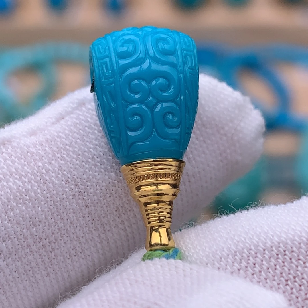 绿松石18K金镶嵌珠宝奇石