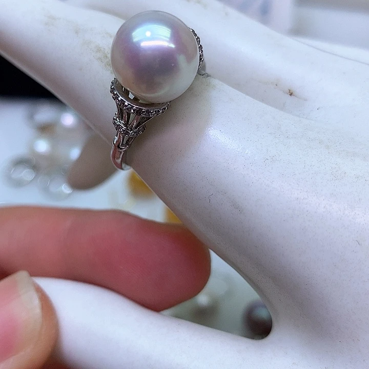 银S925镶嵌耳饰淡水珍珠