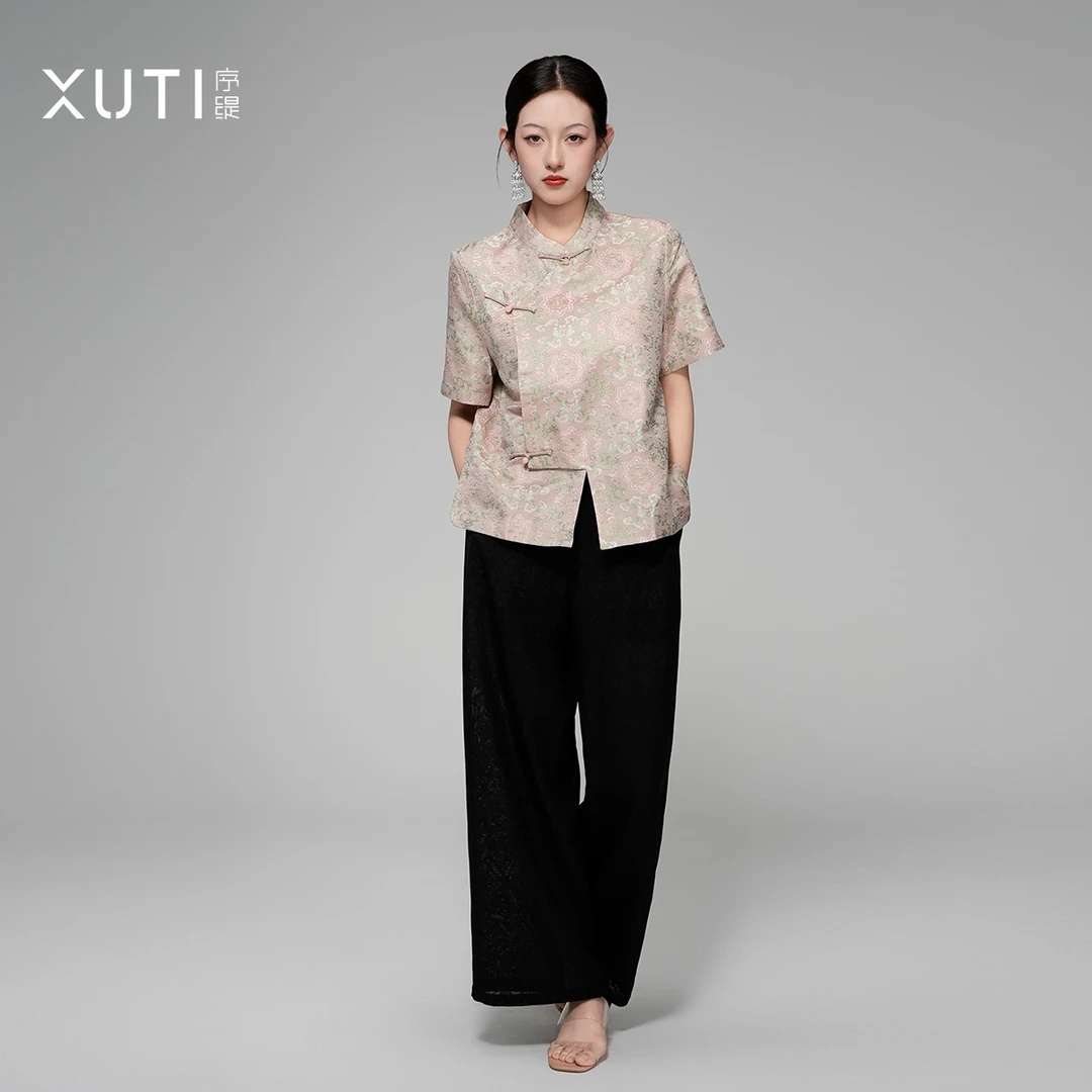 序缇『花影织春』春夏新款复古国风新中式女装桑蚕丝上衣J37-12646