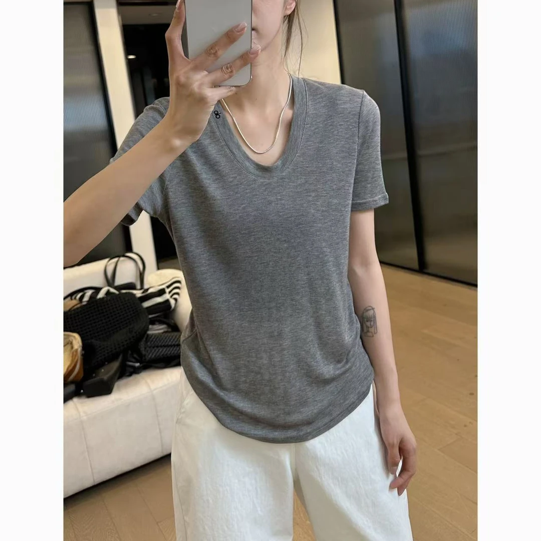 小静静一会【刺绣字母T恤】2025夏款软糯舒适短袖 2504C2087
