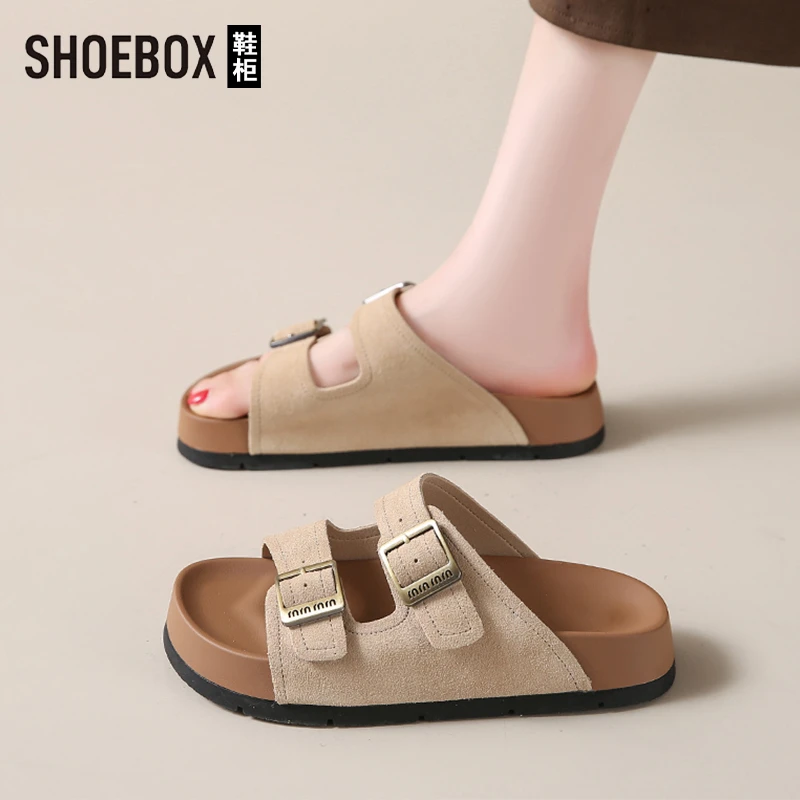 SHOEBOX鞋柜厚底勃肯凉拖鞋女夏外穿2025新款复古百搭超火凉拖