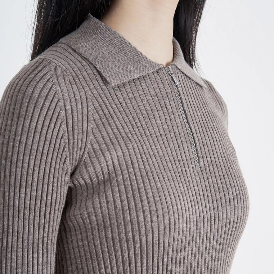 【刘小胖】福利款NO退NO换 复古慵懒翻领 羊毛半拉链针织套头毛衣女