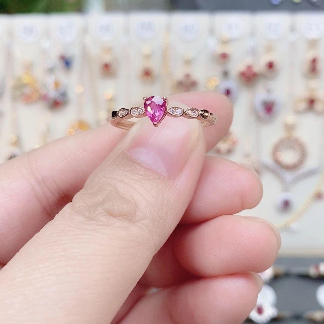 红宝石戒指银S925镶嵌