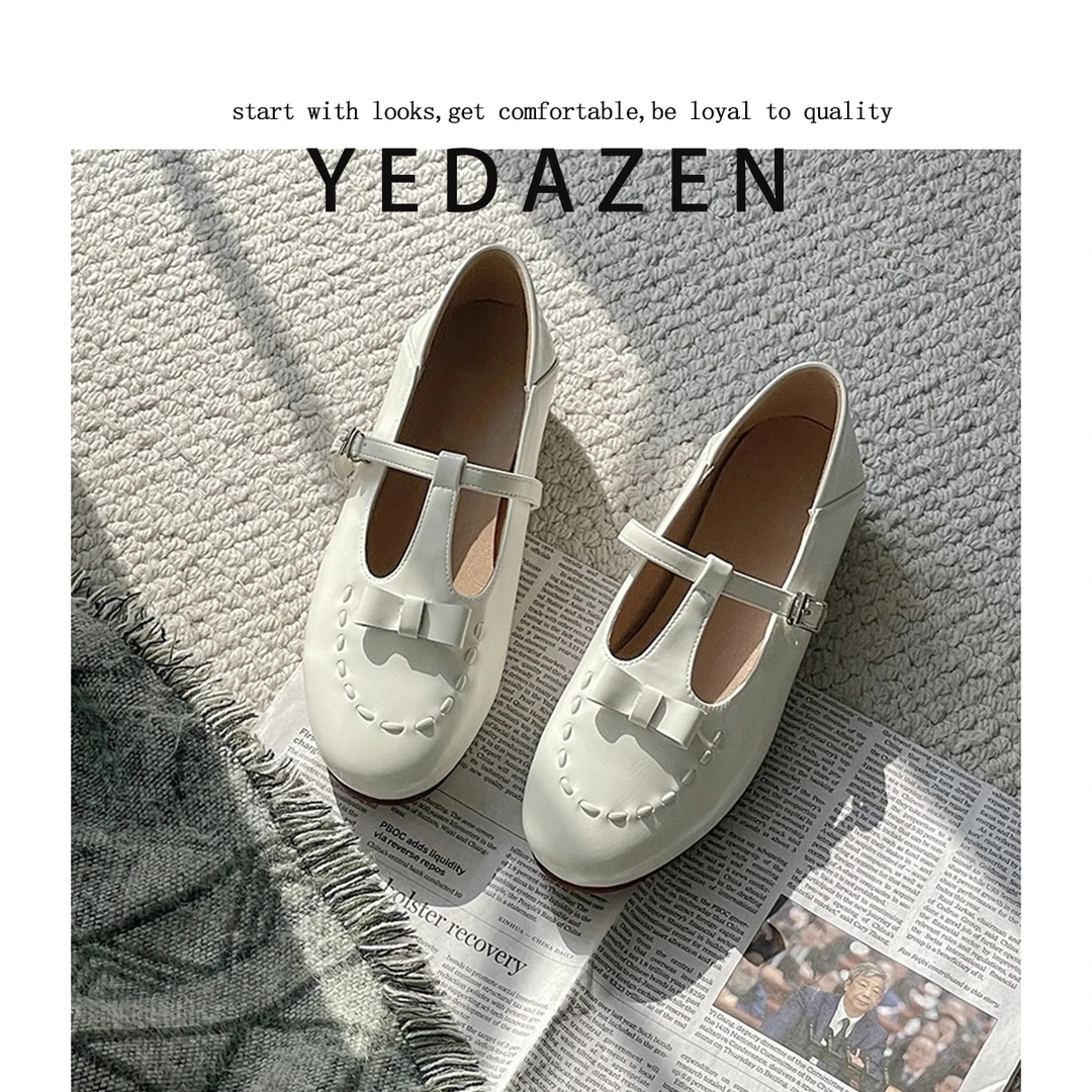 羊皮版~法式编绳圆头玛丽珍单鞋女2025米白色女鞋透气百搭平底鞋
