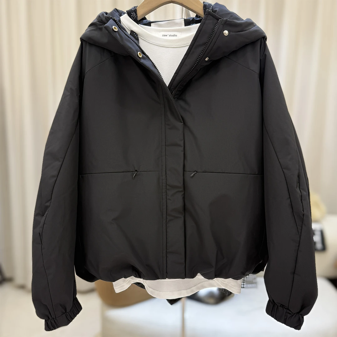 zaw大码女装胖妹妹休闲连帽羽绒服冬季白鸭绒胖mm保暖外套/25469