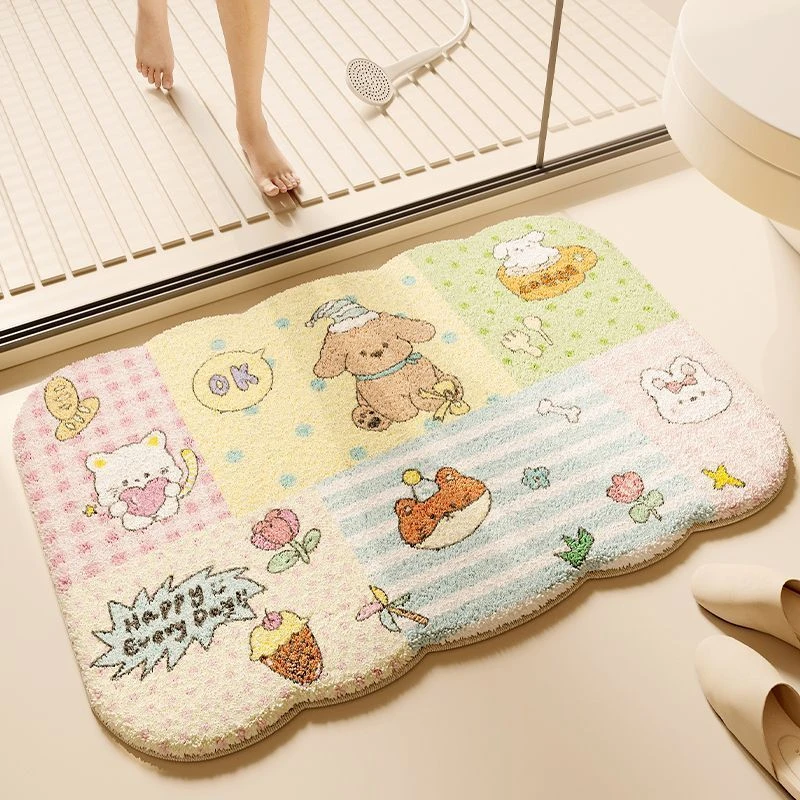 加厚毛绒吸水浴室地垫仿羊绒地毯卫生间洗手间防滑垫厕所门口垫g