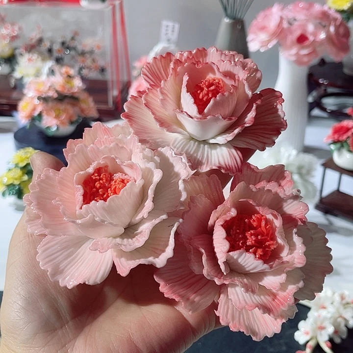 瓷片纯陶瓷手工捏花